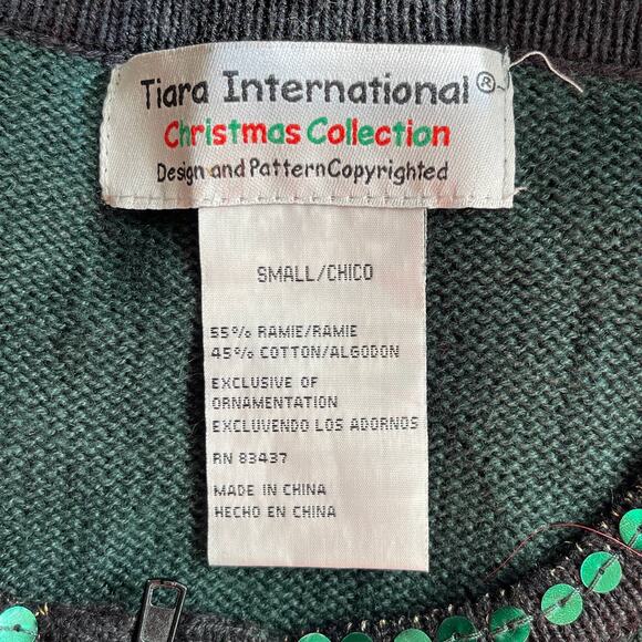 VINTAGE Y2K Tiara International White Poinsettia Ugly Christmas Sweater Size S - Picture 2 of 3